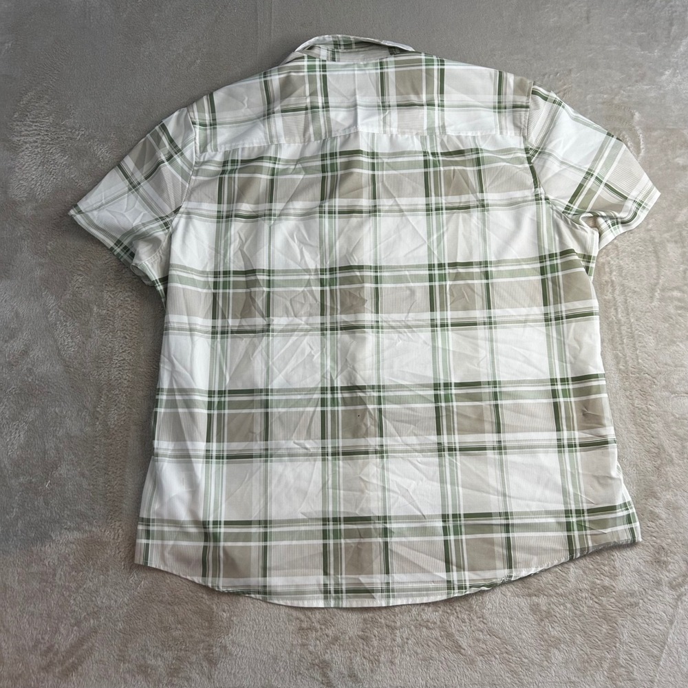 Eddie Bauer Men's 2XL Shirt Short Sleeve Button Down Plaid Green Khaki Sage - Picture 4 of 8